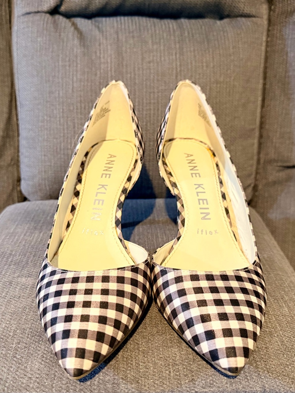 Anne Klein Black & White Gingham Pointed-Toe Heels
